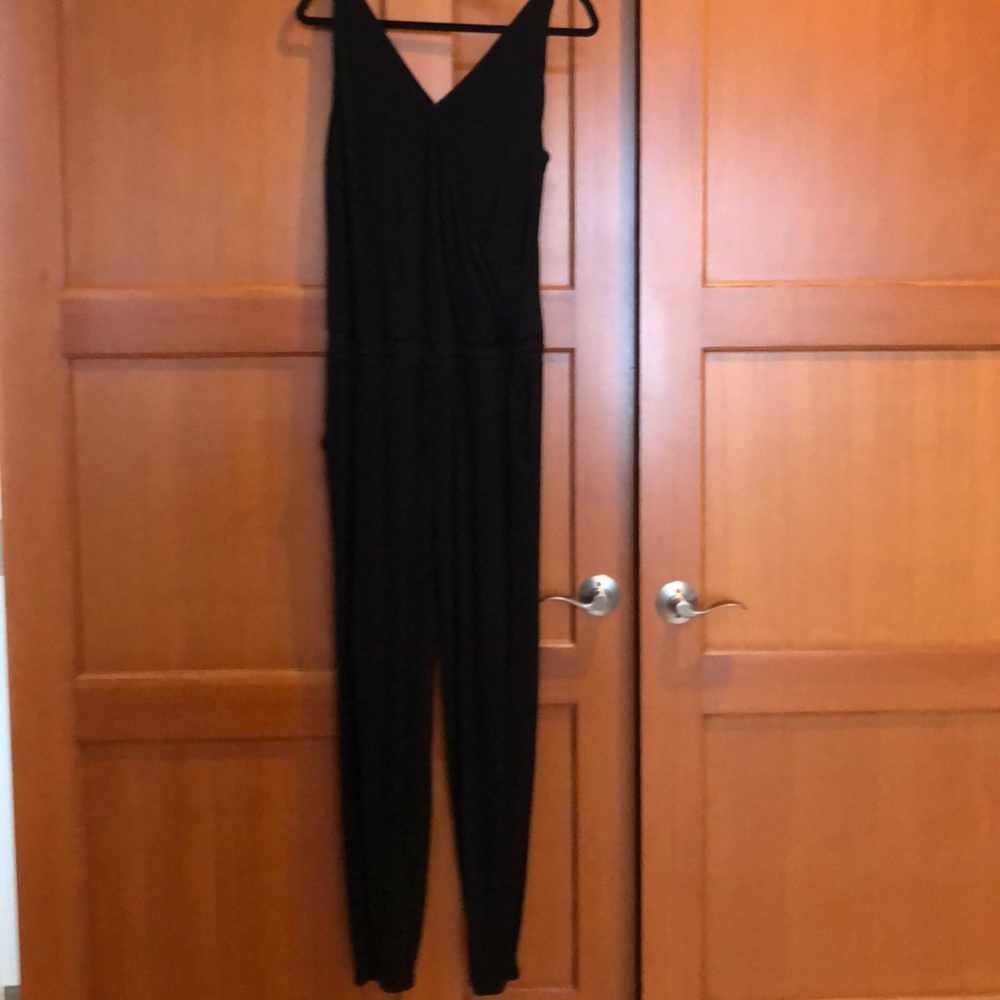 CAbi Black Sleeveless Jumpsuit Wrap Romper